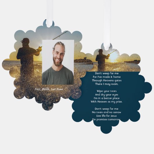 Christian Memorial Ocean Fly Fishing Fisherman オーナメントカード (正面/裏面)