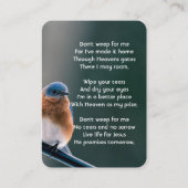 Christian Memorial Photo Bluebird Garden Bird  名刺 (正面)