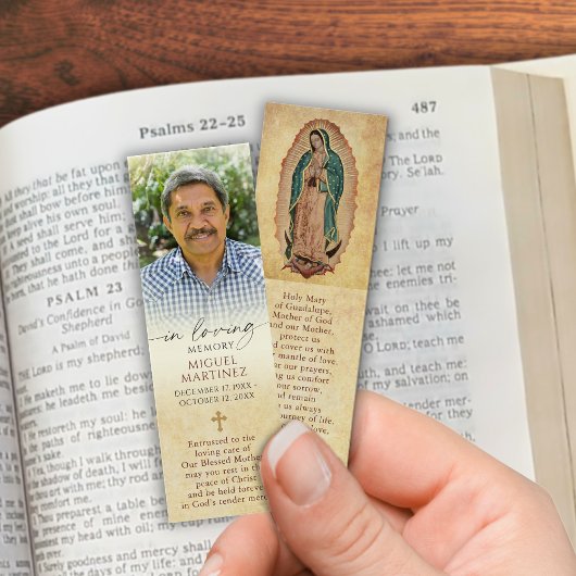 Christian Memorial Photo Guadalupe Prayer Bookmark