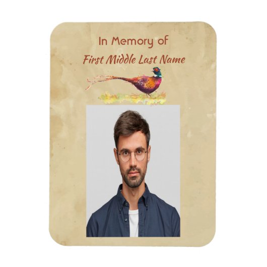 Christian Memorial Photo Invite Pheasant Bird Art マグネット (縦)