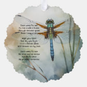 Christian Memorial Photo Keepsake Custom Dragonfly オーナメントカード (裏面)