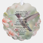 Christian Memorial Photo Keepsake Hummingbird オーナメントカード (裏面)