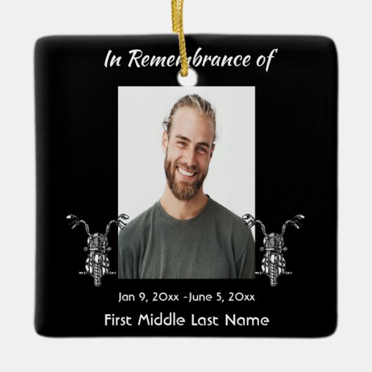 Christian Memorial Photo Motorcycle Biker  セラミックオーナメント (正面)