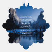 Christian Memorial Photo Mountain Lake Winter Snow オーナメントカード (裏面)