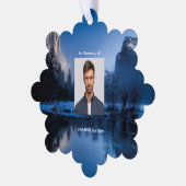 Christian Memorial Photo Mountain Lake Winter Snow オーナメントカード (左)