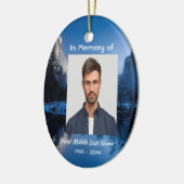 Christian Memorial Photo Mountain Lake Winter Snow セラミックオーナメント (左)