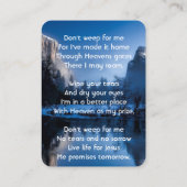 Christian Memorial Photo Mountain Lake Winter Snow 名刺 (裏面)