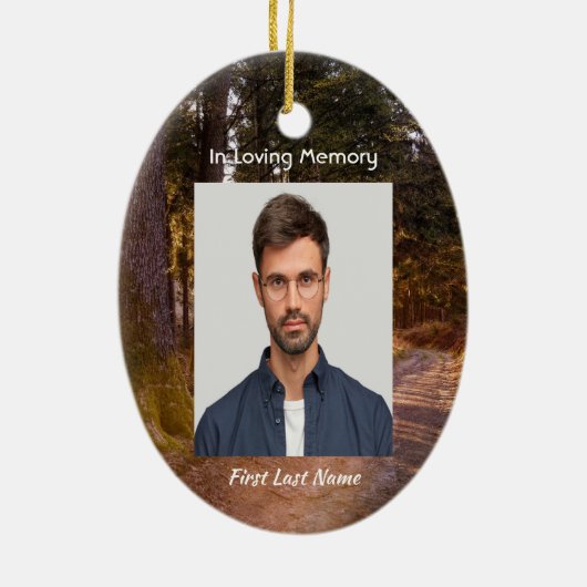 Christian Memorial Photo Prayer Forest Trail Walk セラミックオーナメント (裏面)