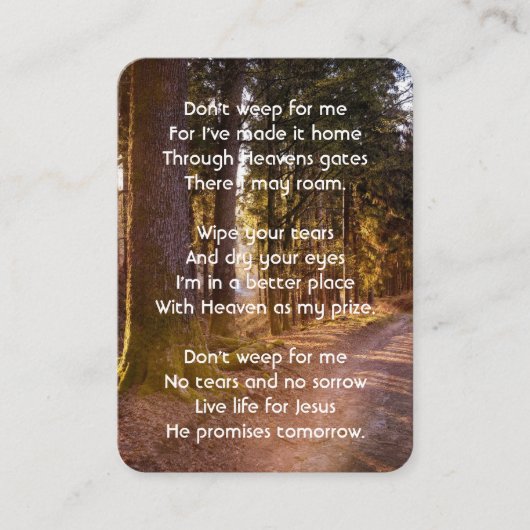 Christian, Memorial Photo Prayer Forest Trail Walk 名刺 (正面)