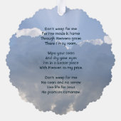 Christian Memorial Photo Prayer Heavenly Sky オーナメントカード (裏面)