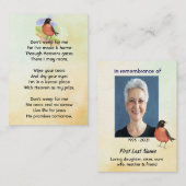 Christian Memorial Photo Robin Garden Bird 名刺 (正面/裏面)