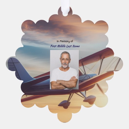 Christian Memorial Pilot Airplane Flying Sunset オーナメントカード (裏面)