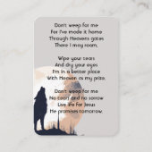 Christian Memorial Prayer Lone Wolf Howling Animal 名刺 (裏面)