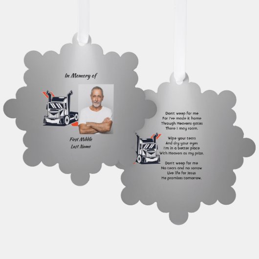 Christian Memorial Semi-Truck Tractor-trailer  オーナメントカード (正面/裏面)