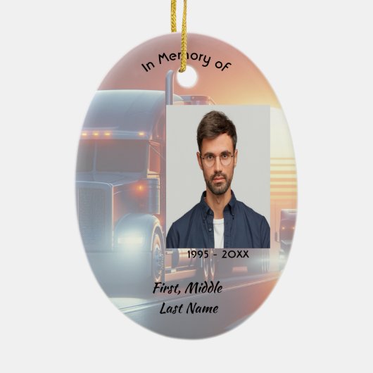 Christian Memorial Semi-Truck Tractor-trailer  セラミックオーナメント (裏面)