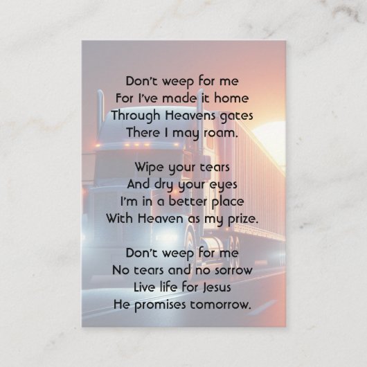 Christian Memorial Semi-Truck Tractor-trailer  名刺 (正面)