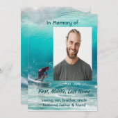 Christian  Memorial  Service Wave Surfer Water 招待状 (正面/裏面)