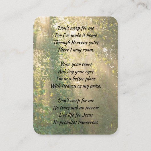 Christian Memorial Sunshine Golden Forest 名刺 (裏面)