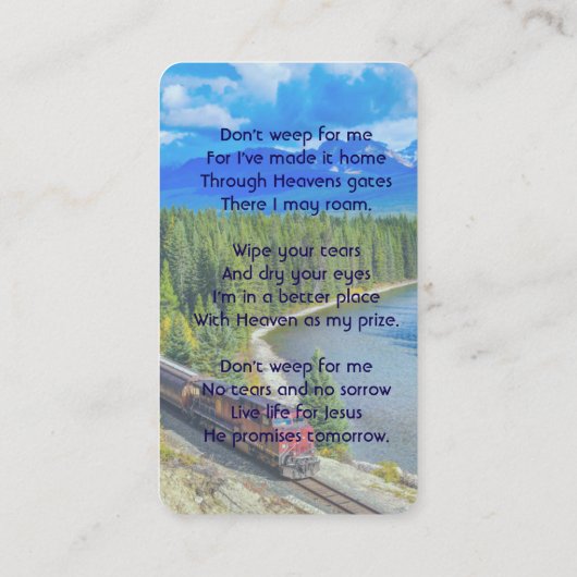 Christian Memorial Train Rail Tram Railway 名刺 (裏面)