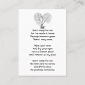 Christian Memorial  Tree of Life Heart Love 名刺 (裏面)