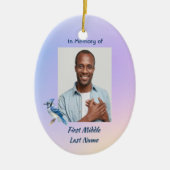 Christian Memorial Watercolor Bluejay Garden セラミックオーナメント (正面)