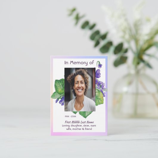 Christian Memorial  Watercolor Wild Violet 名刺 (スタンド正面)