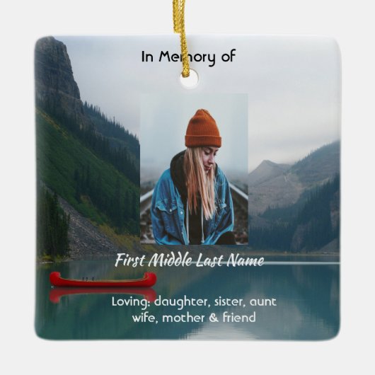 Christian Memorial Wilderness Lake Canoe セラミックオーナメント (正面)