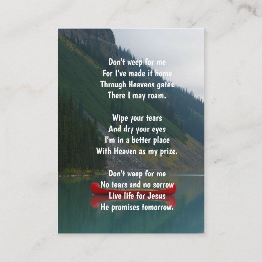 Christian Memorial Wilderness Lake Canoe 名刺 (裏面)