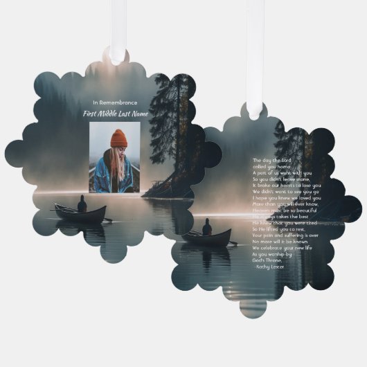 Christian Memory Keepsake Wilderness Lake Canoe オーナメントカード (正面/裏面)