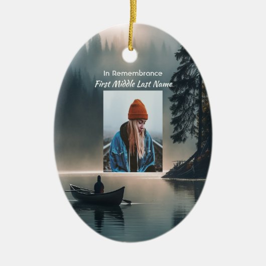 Christian Memory Keepsake Wilderness Lake Canoe セラミックオーナメント (正面)