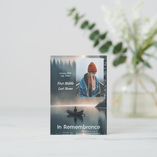 Christian Memory Keepsake Wilderness Lake Canoe 名刺 (スタンド正面)