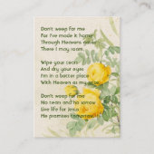 Christian Memory Photo Yellow Roses Garden Flowers 名刺 (正面)