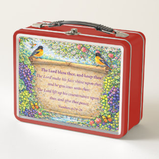 Christian Metal Lunchbox Floral Scripture Gift メタルランチボックス