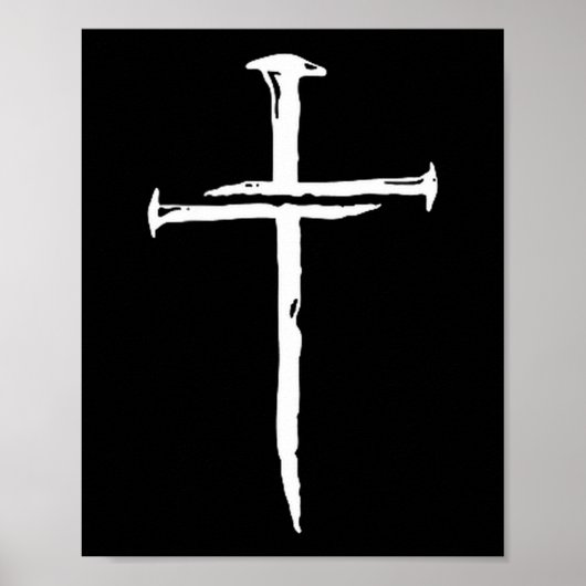 Christian Minimalist Three Nails Cross Religious J ポスター (正面)