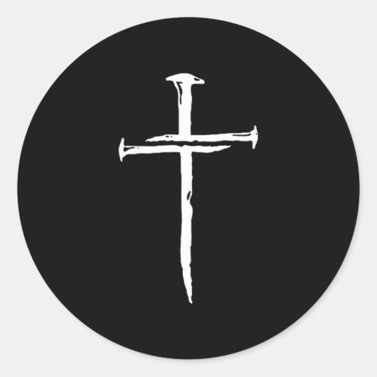 Christian Minimalist Three Nails Cross Religious J ラウンドシール (正面)