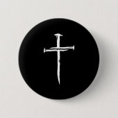 Christian Minimalist Three Nails Cross Religious J 缶バッジ (正面)