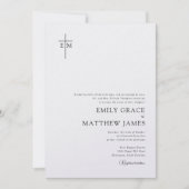 Christian Modern Minimal Monogrammed Cross Photo 招待状 (正面)