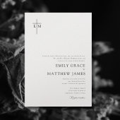 Christian Modern Minimal Monogrammed Cross Photo 招待状