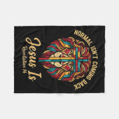 Christian Mosaic Normal Isn't Coming Back Jesus Is フリースブランケット (正面(横))