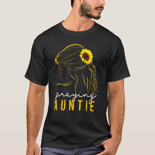 Christian Mother s Day  Sunflower Praying Auntie W Tシャツ (正面)