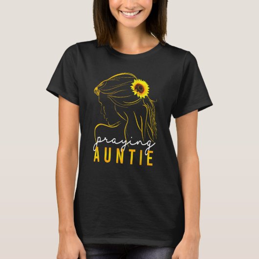Christian Mother s Day  Sunflower Praying Auntie W Tシャツ (正面)