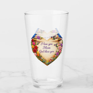 Christian Mother’s Gift Floral Heart Glass Cup タンブラーグラス