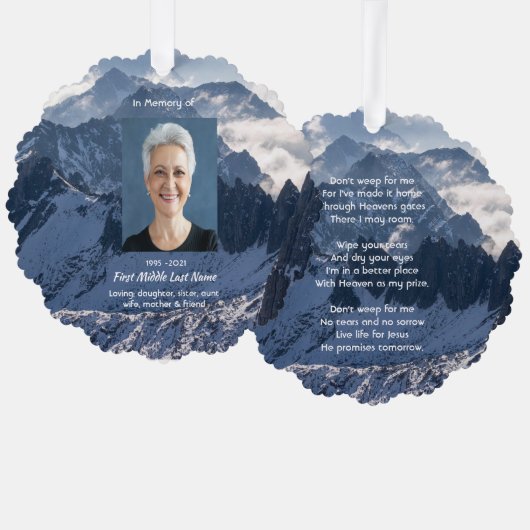 Christian Mountains Alpine Memorial Keepsake オーナメントカード (正面/裏面)