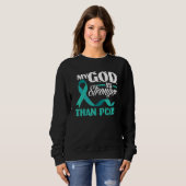 Christian My God Is Stronger Than PCOS Awareness スウェットシャツ (正面フル)
