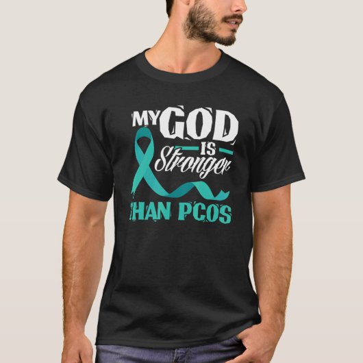 Christian My God Is Stronger Than PCOS Awareness Tシャツ (正面)