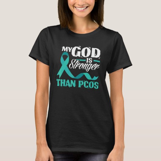 Christian My God Is Stronger Than PCOS Awareness Tシャツ (正面)