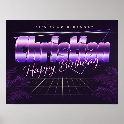 Christian Name Vorname retro Poster Geburtstag ポスター (正面)