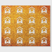 Christian Nativity Faux Glitter Christmas ラッピングペーパー (フラット)