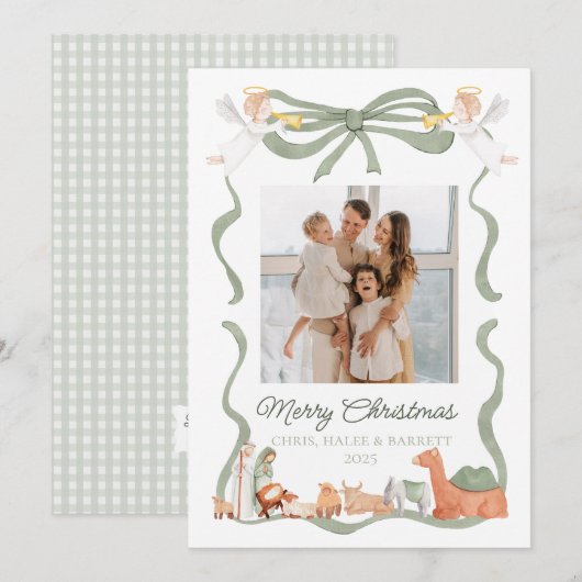 Christian Nativity Photo Greeting Christmas Card シーズンカード (正面/裏面)