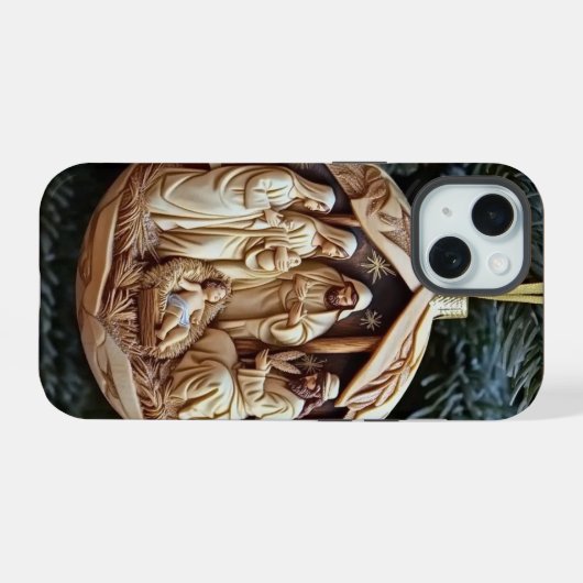 Christian Nativity Scene Phone Case – Baby Jesus iPhone 15ケース (裏面横)